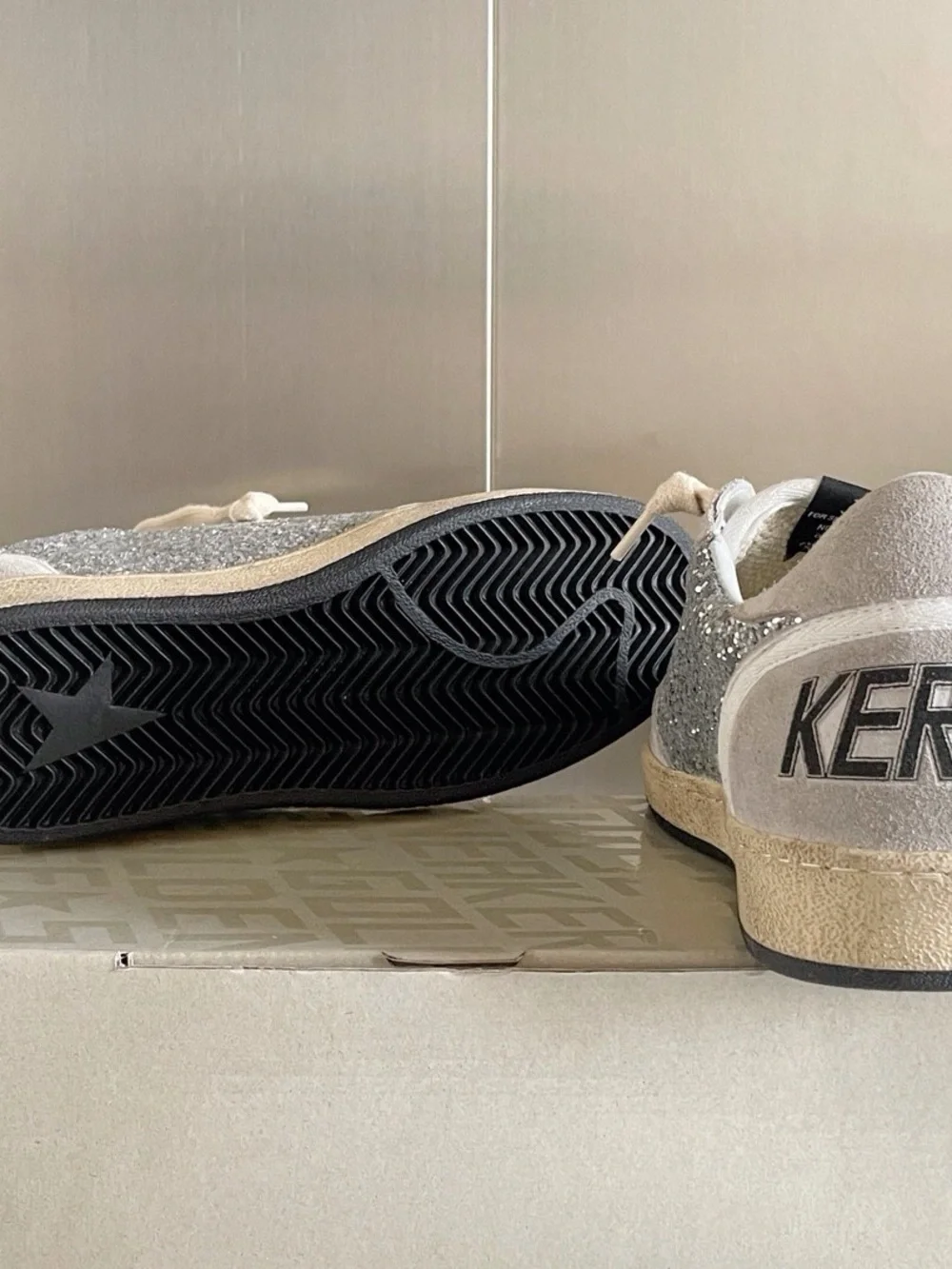 Silver Glitter Low-Top Sneakers for Women